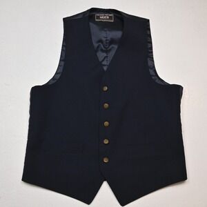 Vtg Levis Small 36 Action Suit Navy Blue Brass Gold Button Mens Vest Waistcoat